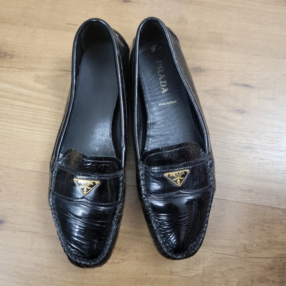 PRADA Patent Leather Driving Loafers